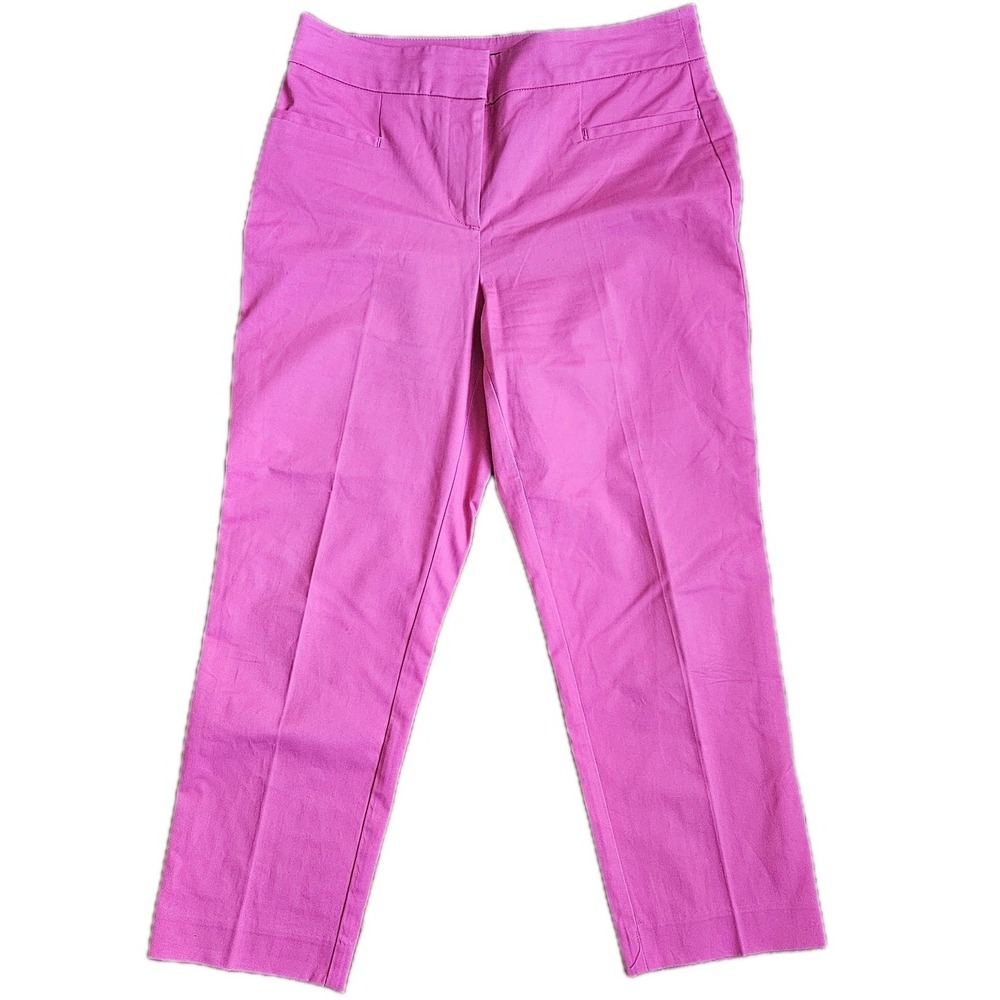 Ann Taylor Factory Womens 4 Fuchsia Pink Cotton Stretch Straight Leg Dress Pants